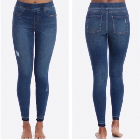 SPANX Distressed Ankle Skinny Jeans Medium Wash - Picture 1 of 10